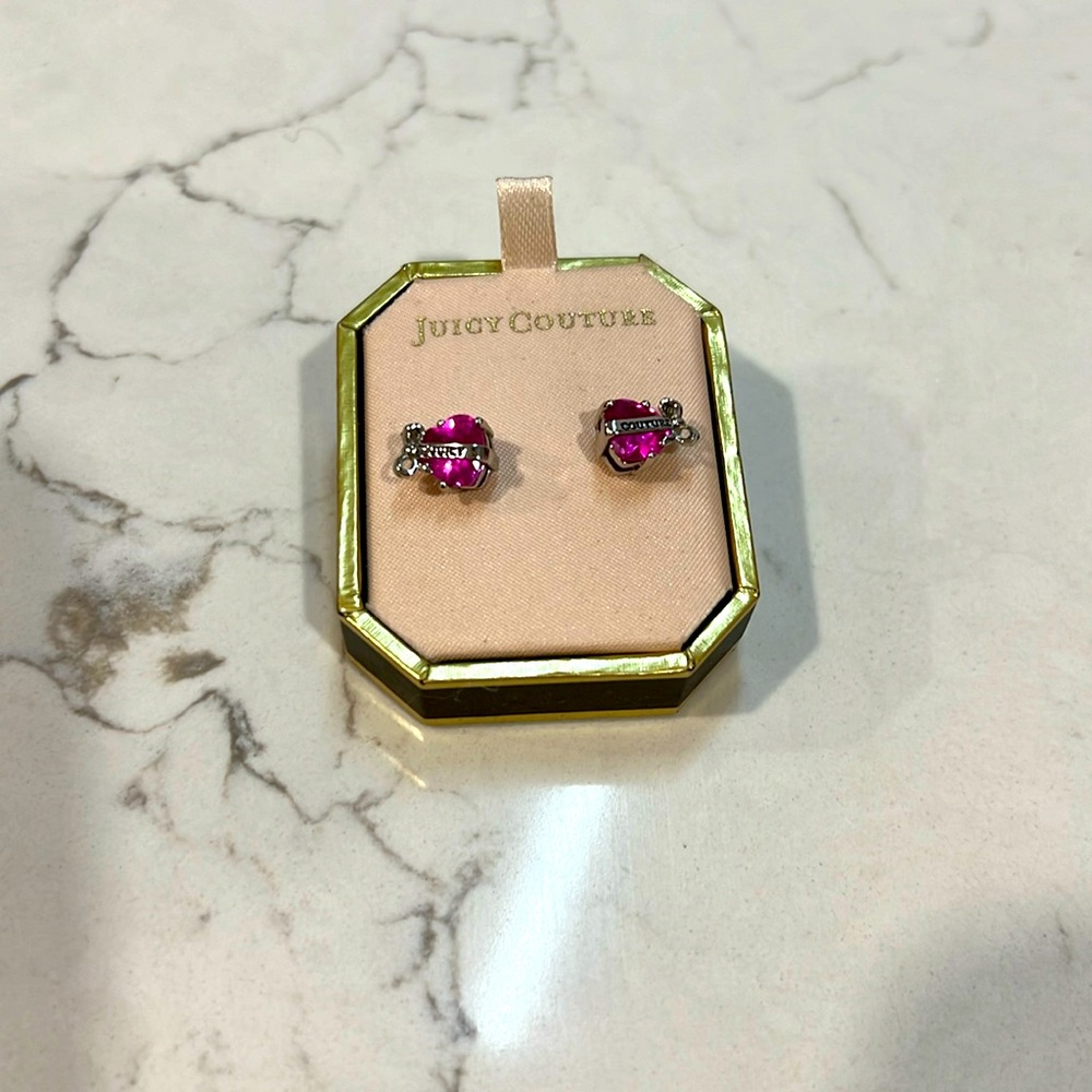 Juicy Couture pink heart banner earrings!